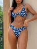 ZAFUL Maillot de Bain Bikini Réversible à Imprimé Cachemire à Coupe Haute Xl Bleu profond