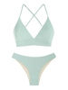 ZAFUL Maillot de Bain Bikini Sirène Texturé Tressé S Vert clair