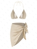 ZAFUL Maillot de Bain Bikini Soyeux à Cordon en Satin Trois Pièces S Café lumière