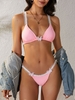 ZAFUL Maillot de Bain Bikini Tanga Applique Papillon à Volants S Rose clair