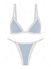 ZAFUL Maillot de Bain Bikini Tanga Côtelé Contrasté S Bleu clair