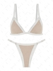 ZAFUL Maillot de Bain Bikini Tanga Côtelé Contrasté S Café lumière