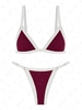 ZAFUL Maillot de Bain Bikini Tanga Côtelé Contrasté S Rouge foncé