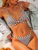 ZAFUL Maillot de Bain Bikini Tanga Noué à Côté à Carreaux M Café profond