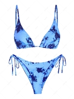 ZAFUL Maillot de Bain Bikini Teinté à Cordon S Bleu de ciel