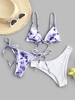 ZAFUL Maillot de Bain Bikini Teinté à Jambe Haute Trois Pièces S Pourpre