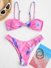 ZAFUL Maillot de Bain Bikini Teinté Noué S Rouge