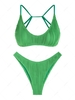 ZAFUL Maillot de Bain Bikini Texturé à Bretelle à Jambe Haute S Vert