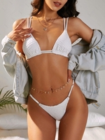 ZAFUL Maillot de Bain Bikini Texturé à Bretelle Croisée M Blanc