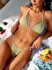 ZAFUL Maillot de Bain Bikini Texturé à Bretelle Nouée à Col Halter S Vert clair