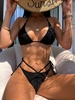 ZAFUL Maillot de Bain Bikini Texturé à Bretelle Nouée à Côté S Noir