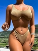 ZAFUL Maillot de Bain Bikini Texturé à Cordon S Café profond