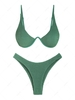 ZAFUL Maillot de Bain Bikini Texturé à Coupe Haute L Vert