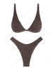 ZAFUL Maillot de Bain Bikini Texturé à Coupe Haute M Café profond