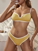 ZAFUL Maillot de Bain Bikini Texturé à Jambe Haute à Armature en V M Deep yellow