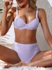 ZAFUL Maillot de Bain Bikini Texturé à Taille Haute à Armature Taille unique Pourpre
