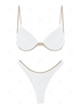 ZAFUL Maillot de Bain Bikini Texturé Contrasté L Blanc