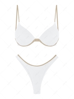 ZAFUL Maillot de Bain Bikini Texturé Contrasté L Blanc