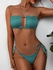 ZAFUL Maillot de Bain Bikini Texturé Croisé Noué à Volants M Vert profond