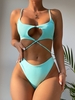 ZAFUL Maillot de Bain Bikini Texturé Découpé Croisé L Bleu clair
