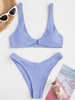 ZAFUL Maillot de Bain Bikini Texturé Détaillé en Treillis M Bleu clair
