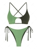 ZAFUL Maillot de Bain Bikini Texturé Etoile Noué Bicolore en Forme de Nid D