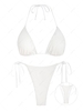 ZAFUL Maillot de Bain Bikini Texturé Noué à Côté à Col Halter à Cordon S