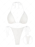 ZAFUL Maillot de Bain Bikini Texturé Noué à Côté à Col Halter à Cordon S