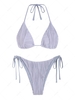 ZAFUL Maillot de Bain Bikini Texturé Noué à Côté à Col Halter L Violet clair