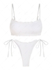 ZAFUL Maillot de Bain Bikini Texturé Noué à Côté à Volants S Blanc