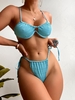 ZAFUL Maillot de Bain Bikini Texturé Noué à Côté S Bleu clair