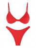 ZAFUL Maillot de Bain Bikini Texturé Noué Cheeky L Rouge