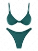 ZAFUL Maillot de Bain Bikini Texturé Noué Cheeky L Vert profond