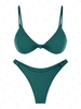 ZAFUL Maillot de Bain Bikini Texturé Noué Cheeky S Vert profond