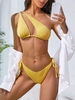 ZAFUL Maillot de Bain Bikini Texturé Noué Découpé à Une Epaule S Jaune clair