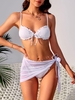 ZAFUL Maillot de Bain Bikini Texturé Noué en Maille à Volants Trois Pièces M Blanc