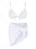 ZAFUL Maillot de Bain Bikini Texturé Noué en Maille à Volants Trois Pièces S Blanc