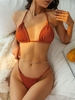 ZAFUL Maillot de Bain Bikini Texturé Noué Tordu à Cordon M Café