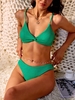 ZAFUL Maillot de Bain Bikini Texturé Tordu à Volants M Vert