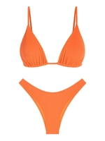 ZAFUL Maillot de Bain Bikini Texturé Triangle à Lacets S Orange