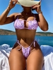 ZAFUL Maillot de Bain Bikini Tressé Découpé Croisé Floral S Violet clair