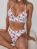 ZAFUL Maillot de Bain Bikini Tressé Fleuri à Lacets S Blanc