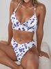 ZAFUL Maillot de Bain Bikini Tressé Fleuri à Lacets S Pourpre