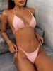 ZAFUL Maillot de Bain Bikini Tressé Texturé Noué à Côté M Rose clair