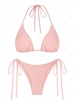 ZAFUL Maillot de Bain Bikini Tressé Texturé Noué à Côté S Rose léger