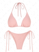 ZAFUL Maillot de Bain Bikini Tressé Texturé Noué à Côté S Rose léger
