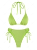ZAFUL Maillot de Bain Bikini Triangle Brillant Métallique à Paillettes S Vert