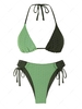 ZAFUL Maillot de Bain Bikini Triangle Texturé à Lacets S Vert profond