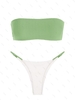 ZAFUL Maillot de Bain Bikini Tube Texturé Bicolore à Cordon M Vert clair
