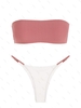 ZAFUL Maillot de Bain Bikini Tube Texturé Bicolore à Cordon S Rose clair